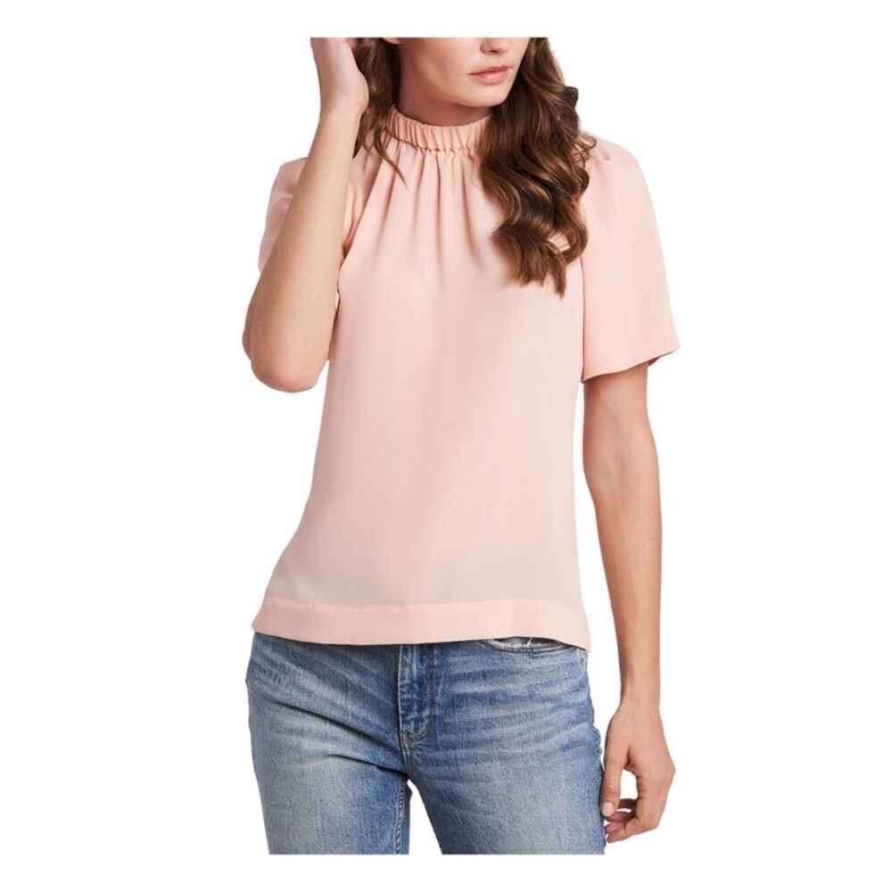 NWT RILEY&RAE Womens Pink Short Sleeve Mock Neck Wear To Work Blouse XXL